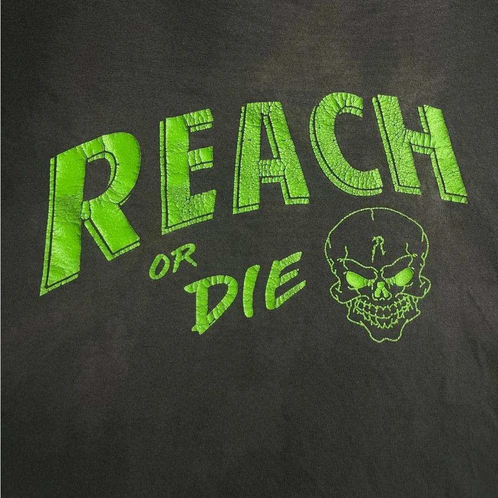 Reach Or Die Black Graphic Tee with Green Print